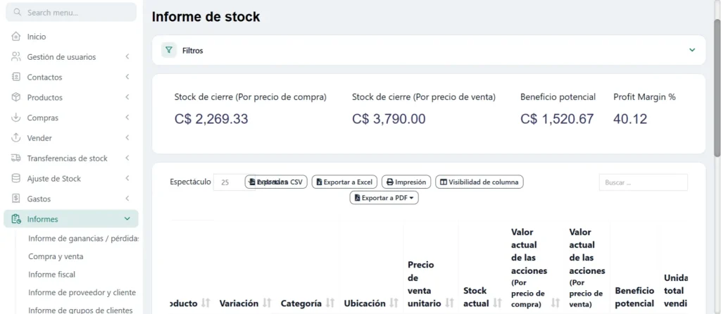 sistema de inventarios en NICARAGUA