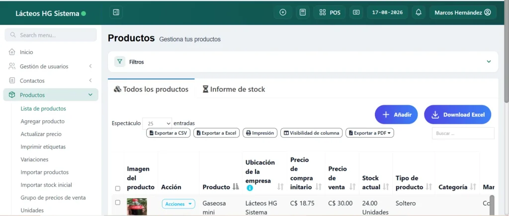Sistema de inventarios en Nicaragua